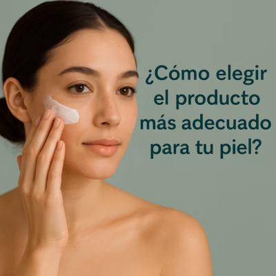 Mujer poníendose crema en la cara. Texto: ¿cómo elegir el producto más adecuado para tu piel?